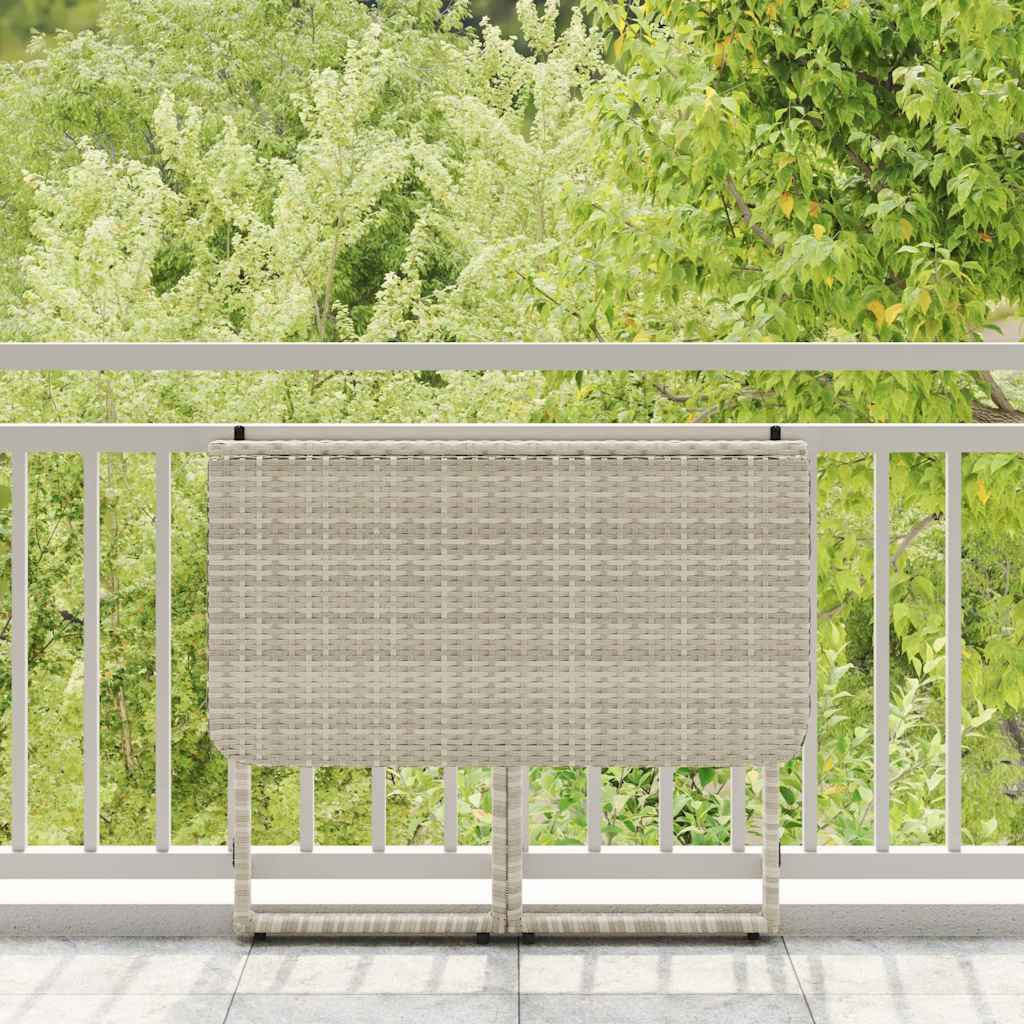 Mesa de jardim dobrável 90x51x75 cm vime PE cinzento-claro