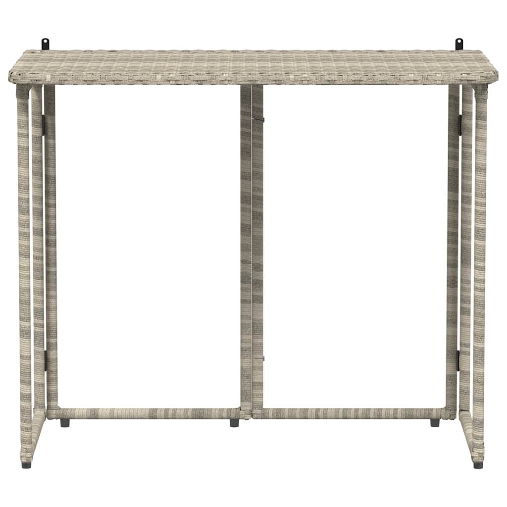 Mesa de jardim dobrável 90x51x75 cm vime PE cinzento-claro