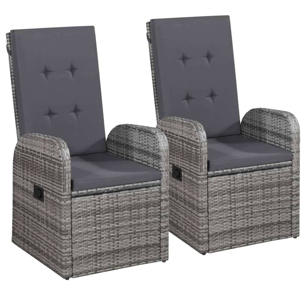 7 Pcs conjunto de jantar para jardim com almofadões cinza