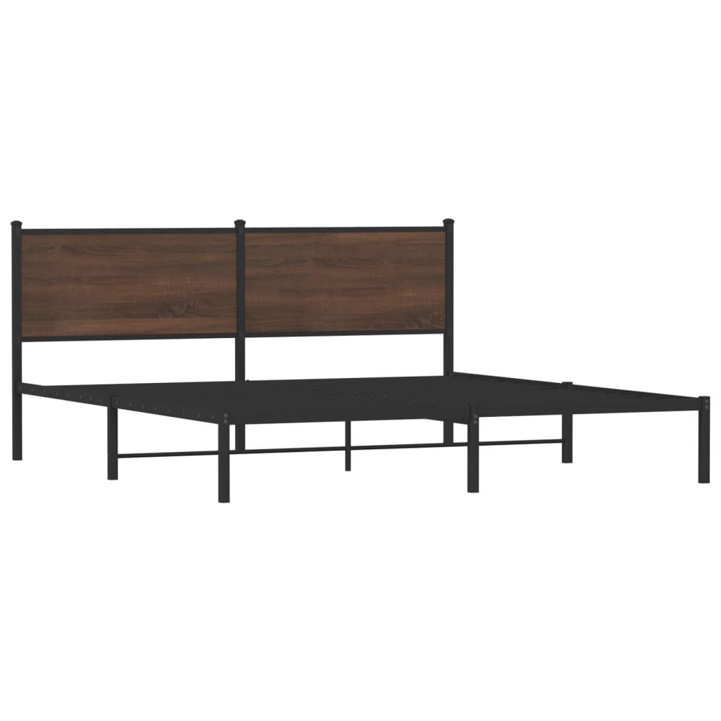 Estrutura cama sem colchão 160x200 cm metal carvalho castanho