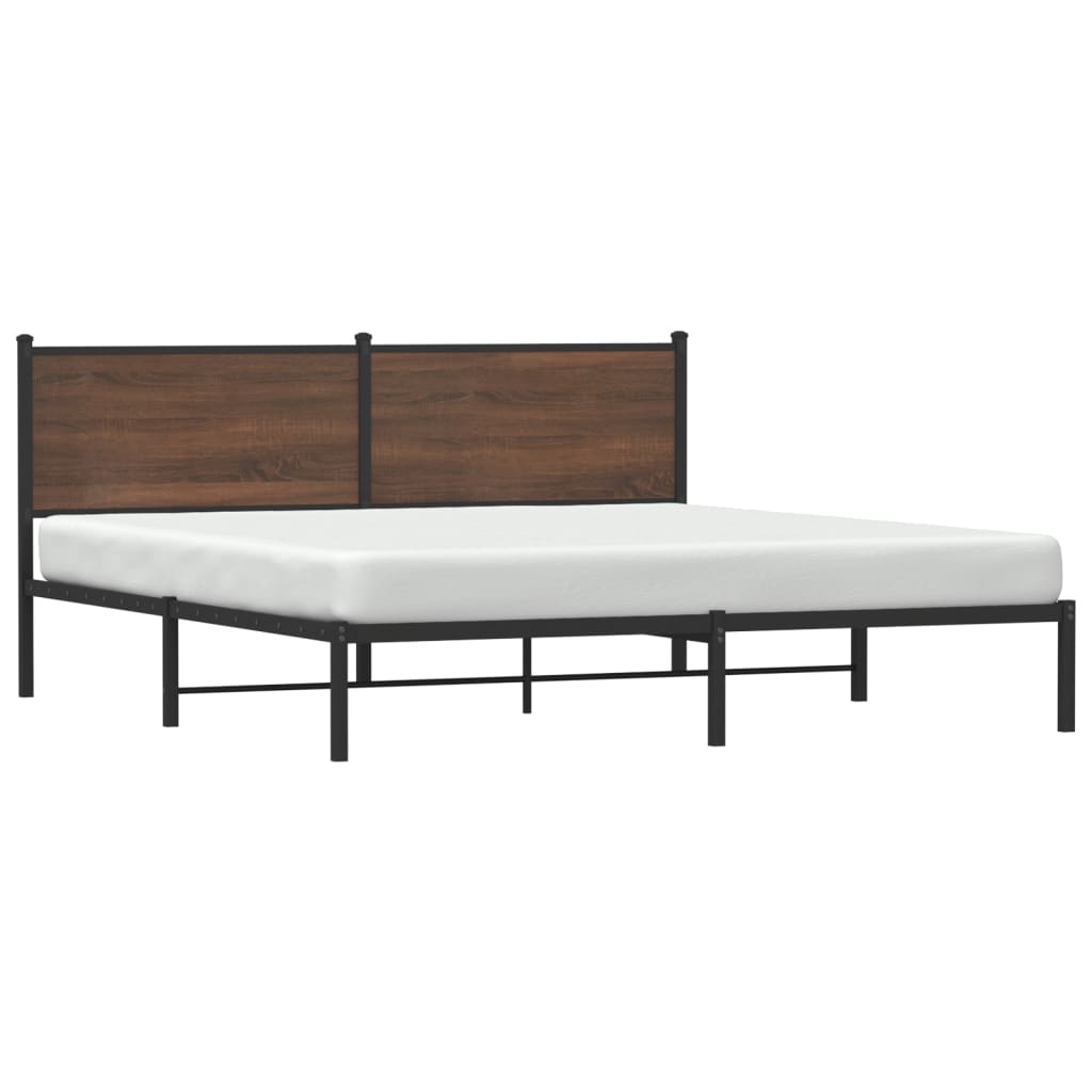 Estrutura cama sem colchão 160x200 cm metal carvalho castanho