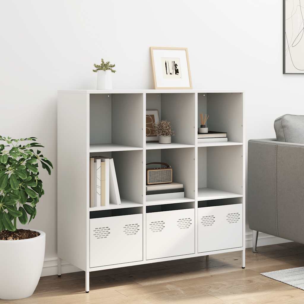Aparador alto 101,5x39x103,5 cm aço branco