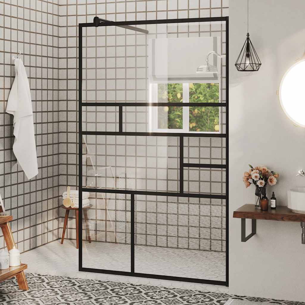 Divisória de chuveiro c/ vidro transparente esg 100x195cm preto