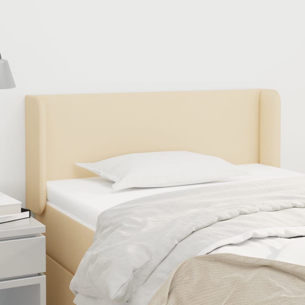 Cabeceira de cama c/ abas tecido 93x16x78/88 cm creme