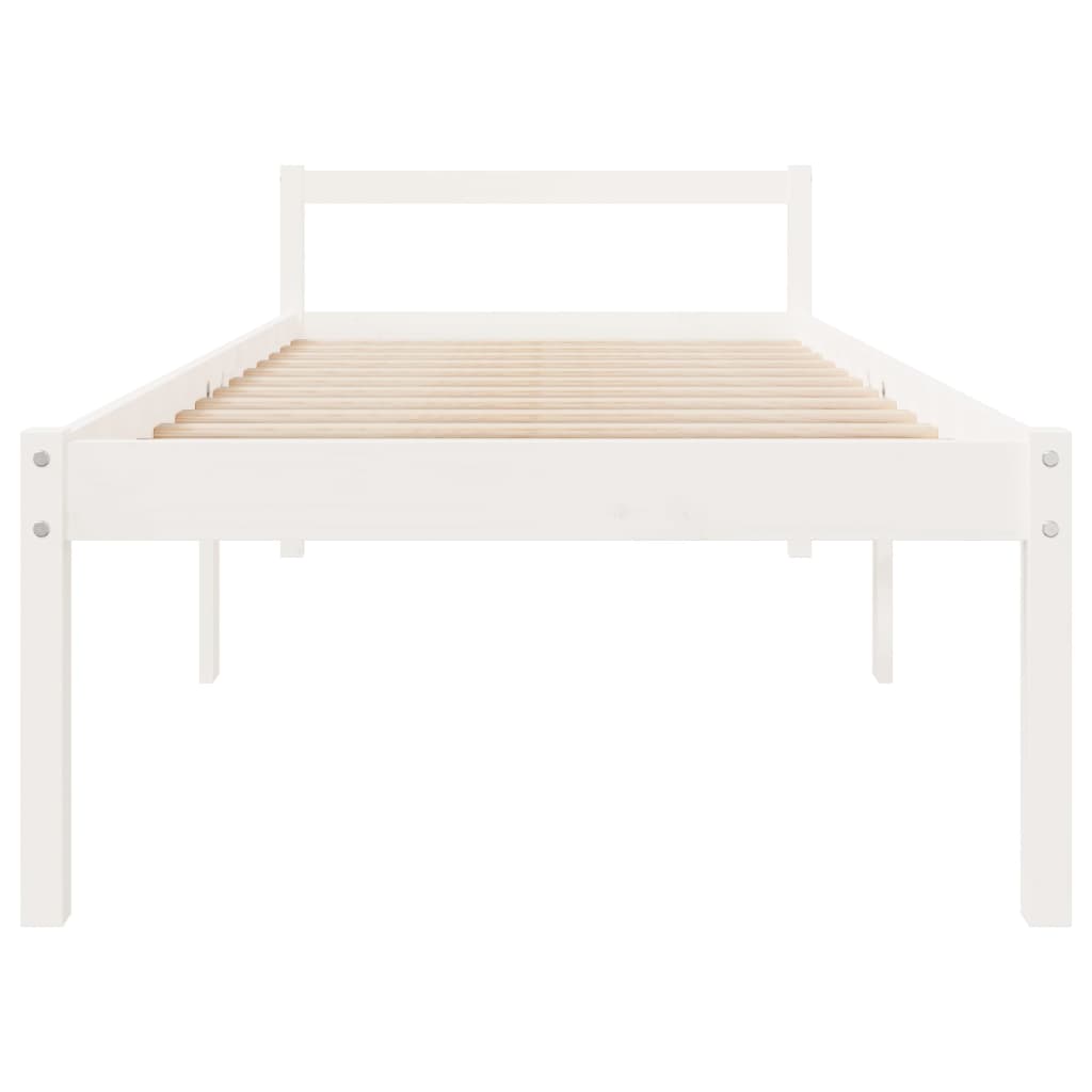 Cama de solteiro p/ idosos 90x190 cm pinho maciço branco
