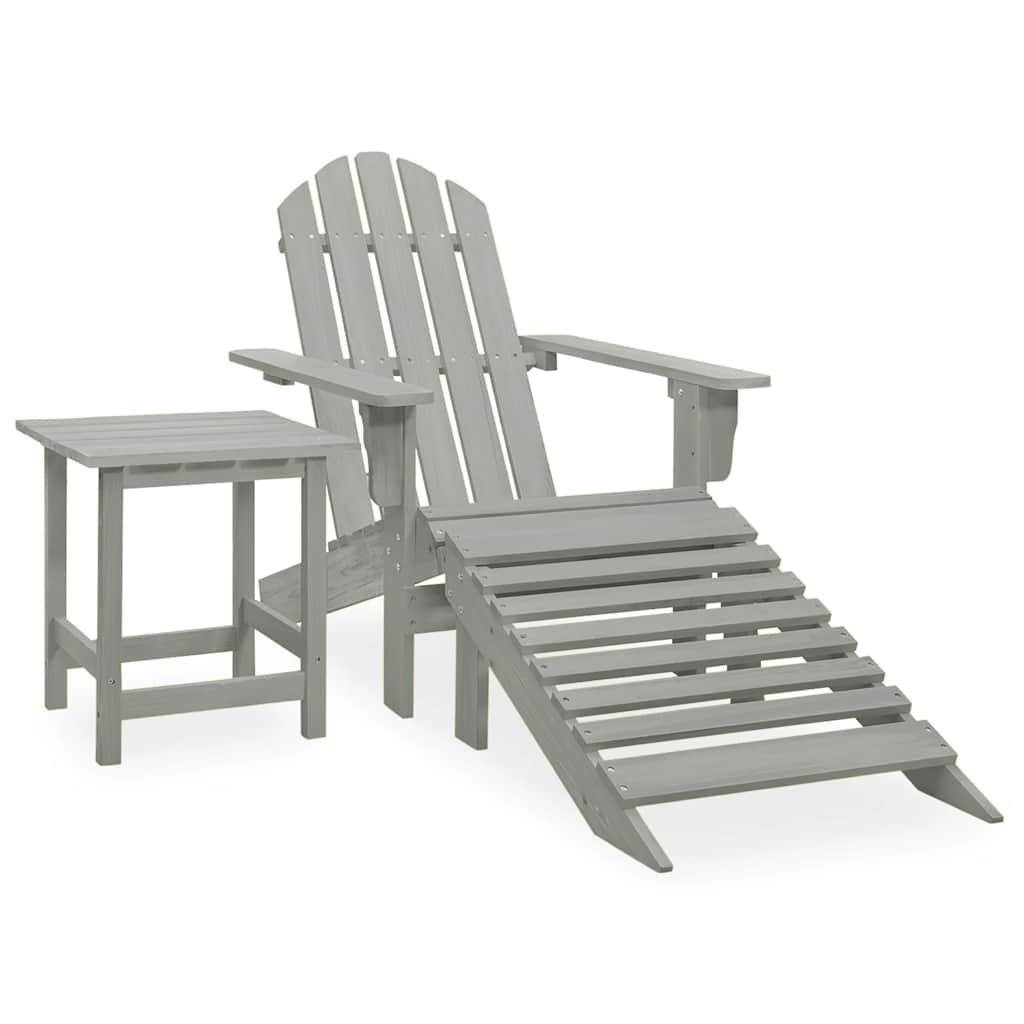 Cadeira de jardim adirondack c/ otomano e mesa abeto cinzento