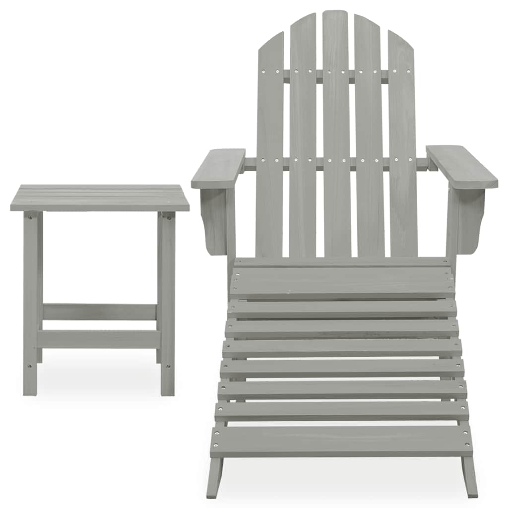 Cadeira de jardim adirondack c/ otomano e mesa abeto cinzento