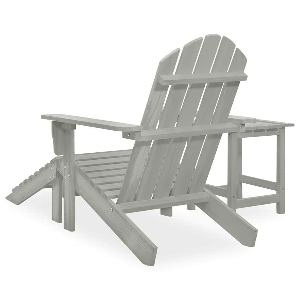Cadeira de jardim adirondack c/ otomano e mesa abeto cinzento