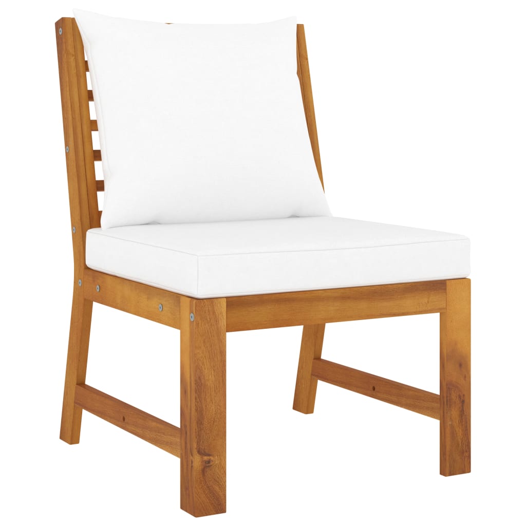 9 Pcs conj. lounge de jardim c/ almofadões acácia maciça creme