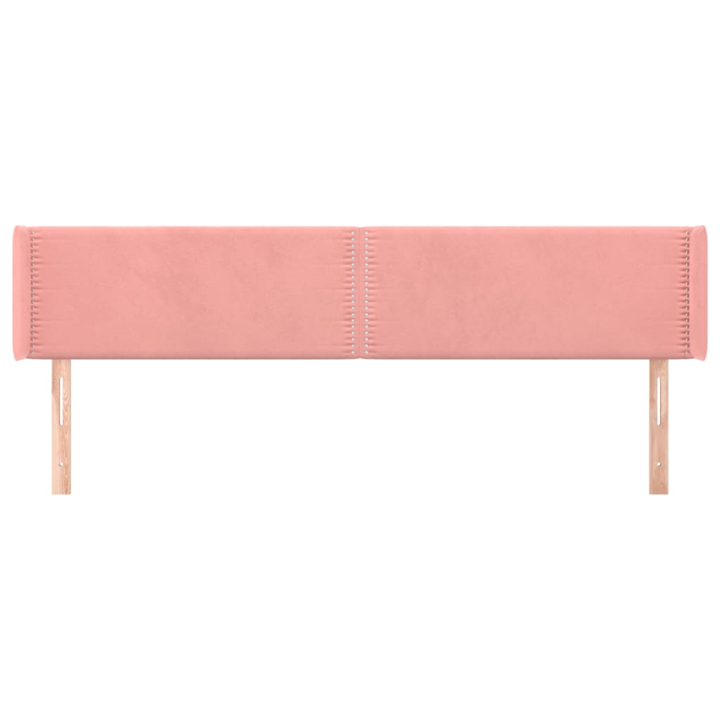 Cabeceira de cama c/ abas veludo 183x16x78/88 cm rosa