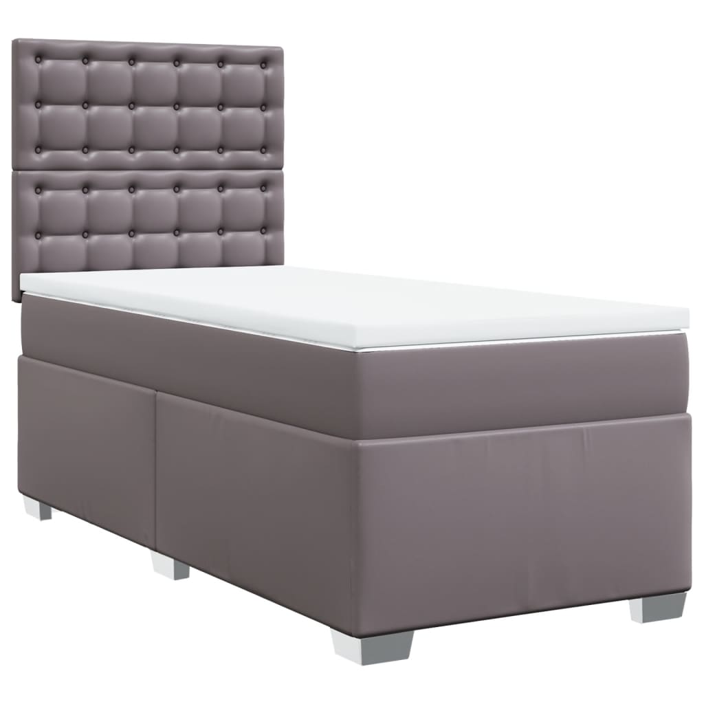 Cama com molas/colchão 80x200 cm couro artificial cinza