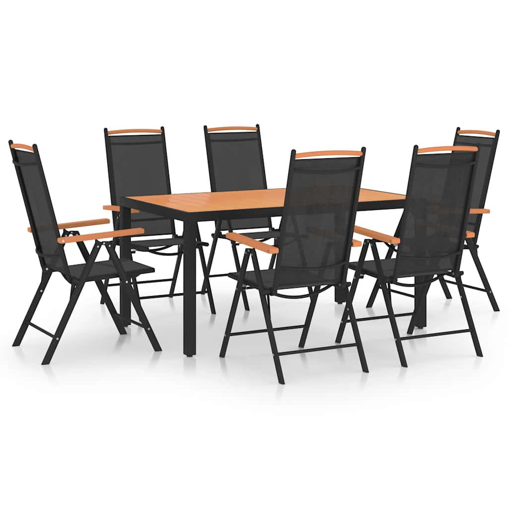 7 Pcs conjunto de jantar para jardim alumínio preto