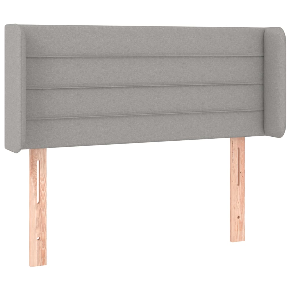 Cabeceira de cama c/ luzes LED tecido 83x16x78/88cm cinza-claro