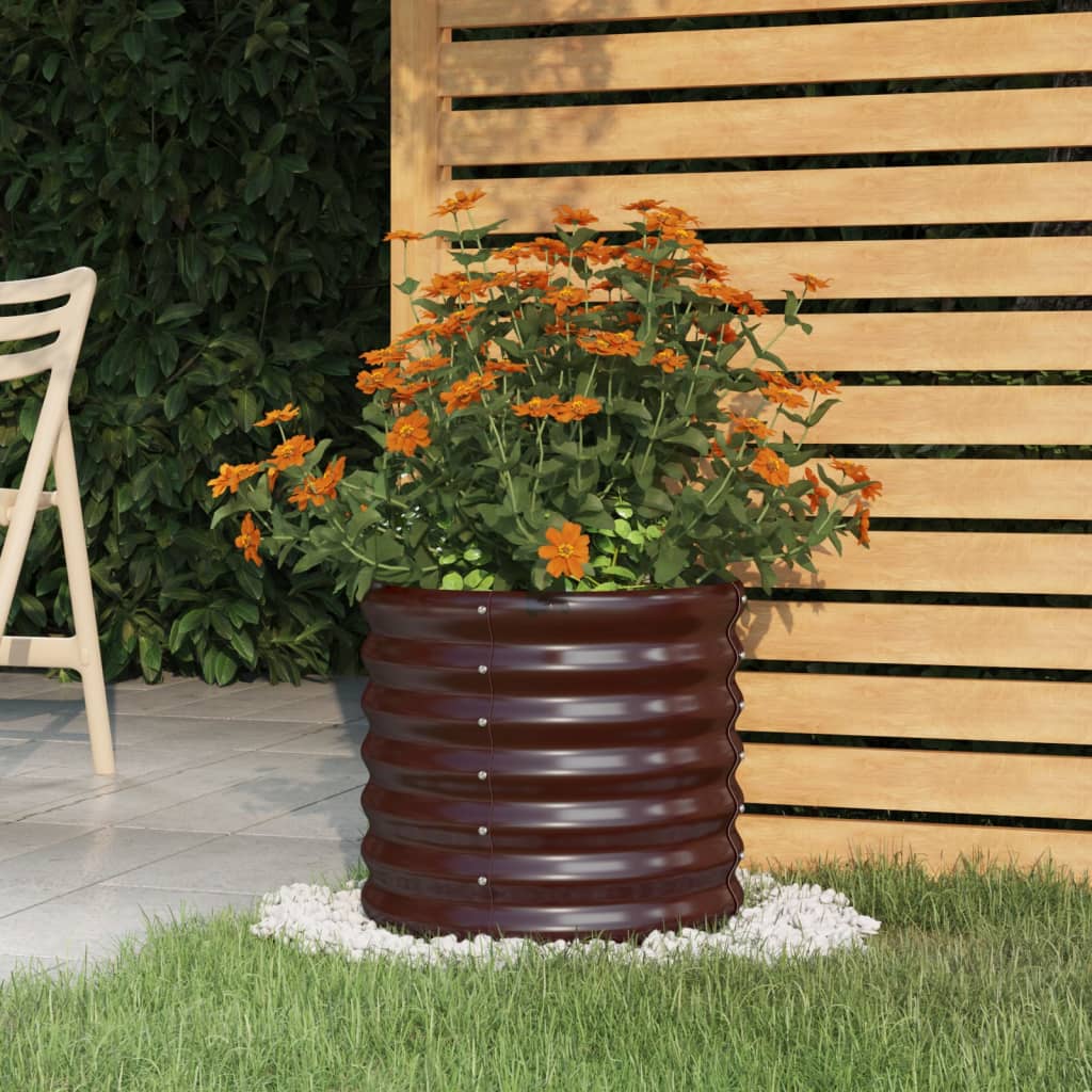 Vaso/floreira de jardim aço galvanizado 40x40x36 cm castanho