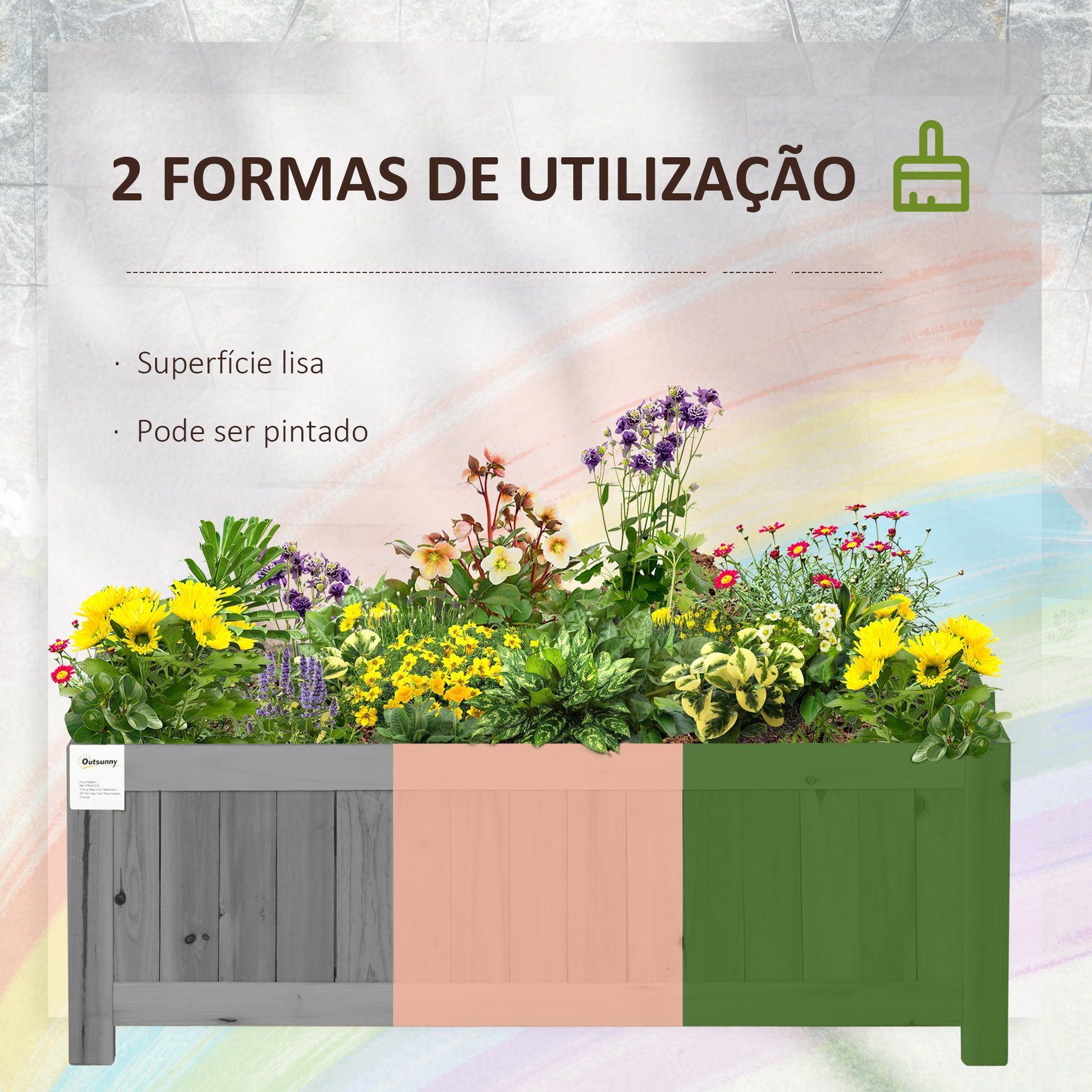 Floreira de madeira dobrável floreira elevada para cultivo de vegetais e flores no pátio varanda terraço 70x30x25 cm cinzento