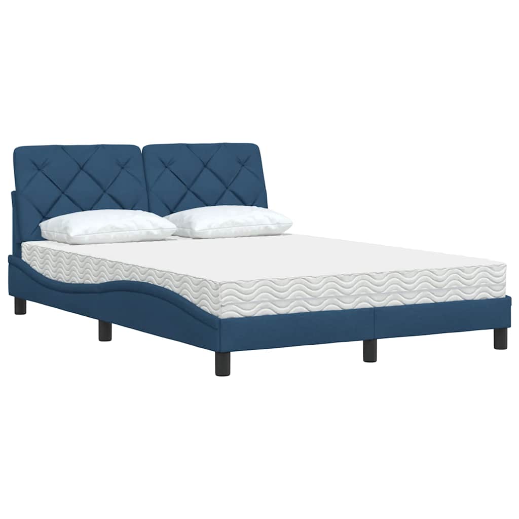 Cama com colchão 140x200 cm tecido azul