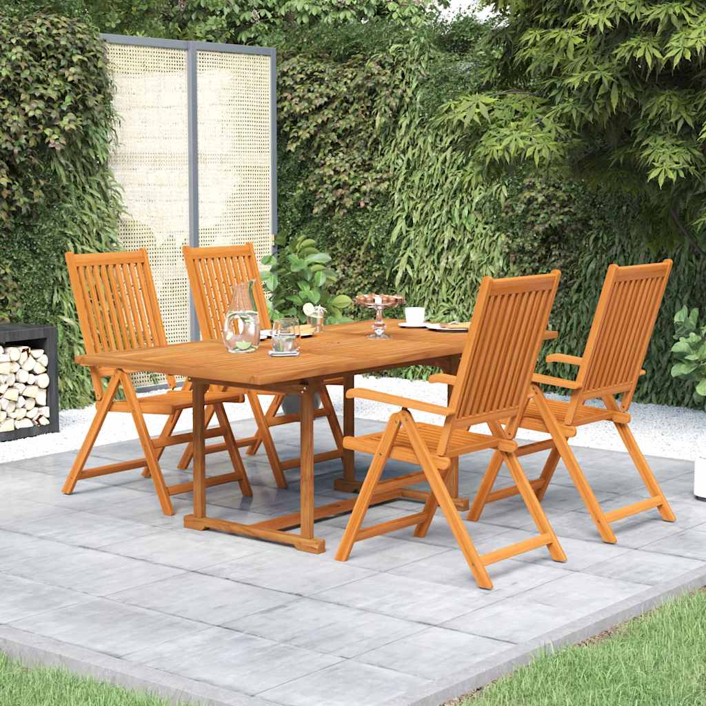 5 Pcs conjunto de jantar para jardim madeira de acácia maciça 150-200 cm