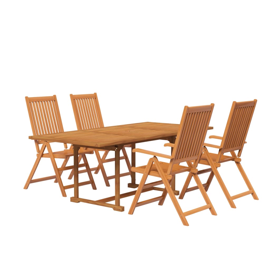 5 Pcs conjunto de jantar para jardim madeira de acácia maciça 150-200 cm