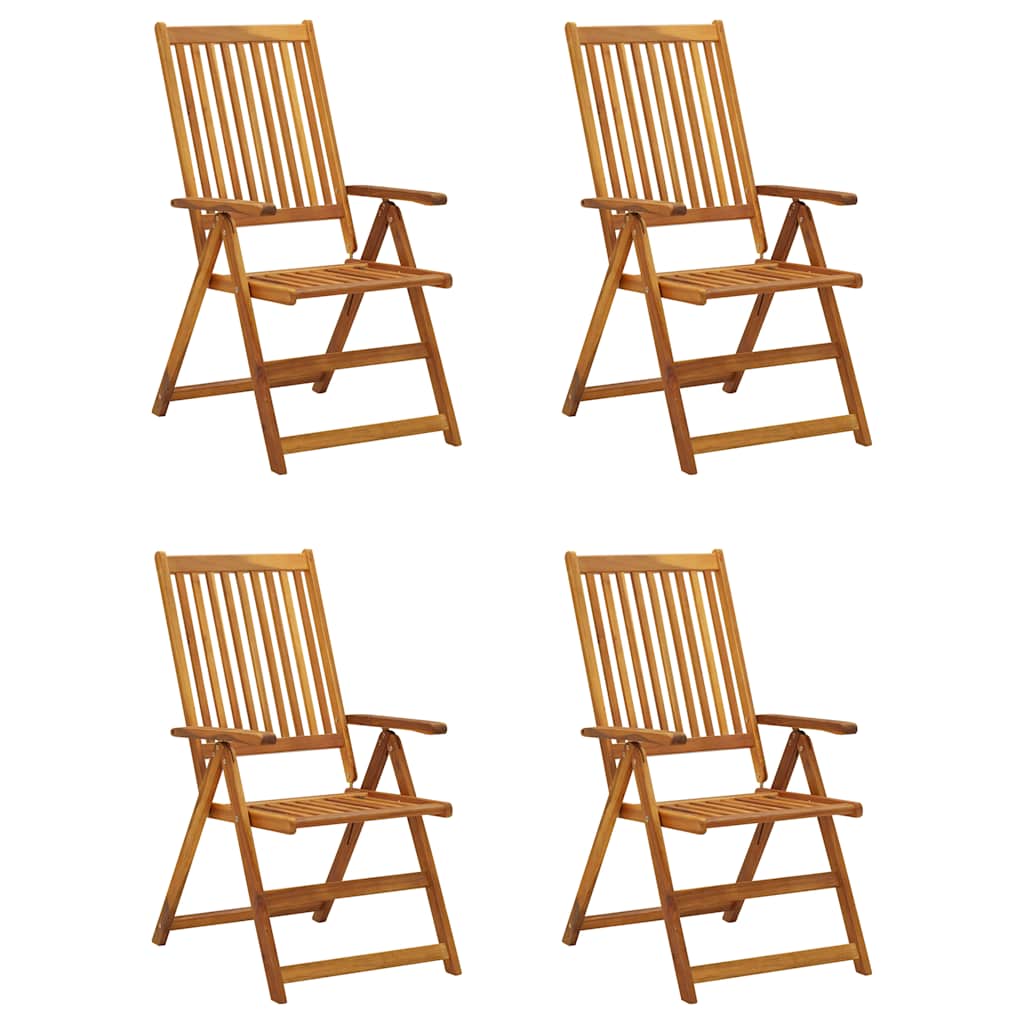 Cadeiras jardim reclináveis c/ almofadões 4 pcs acácia maciça