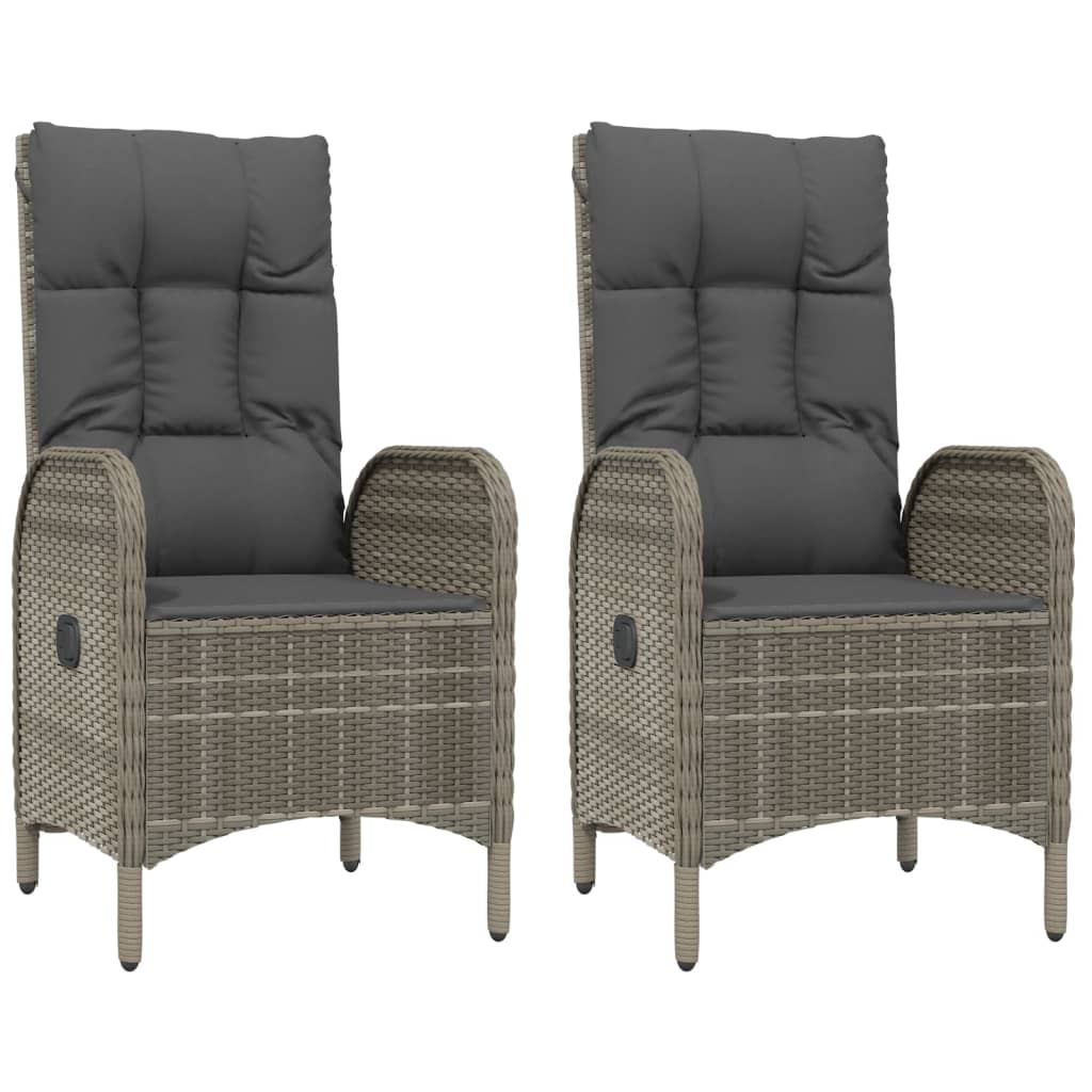 3 Pcs conjunto de jantar p/ jardim c/ almofadões vime PE cinza