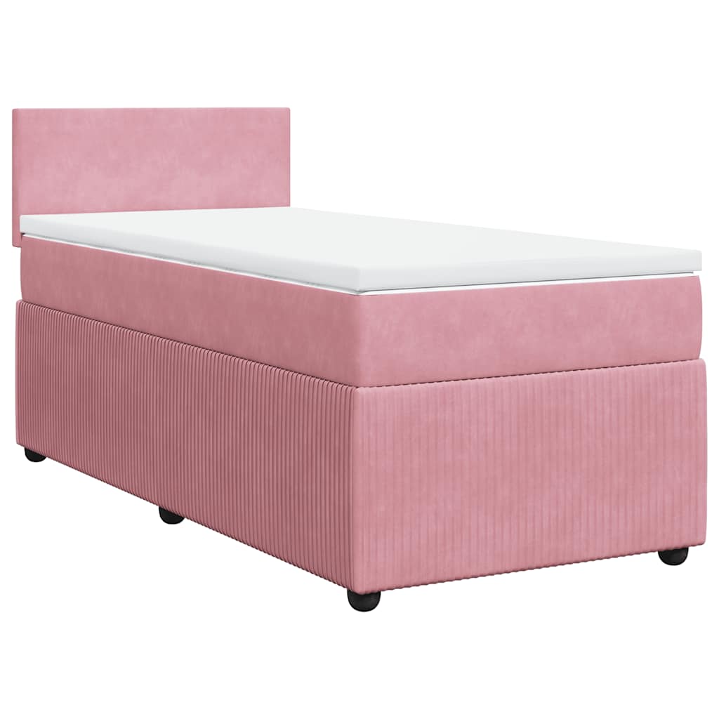 Cama com molas/colchão 90x190 cm veludo rosa