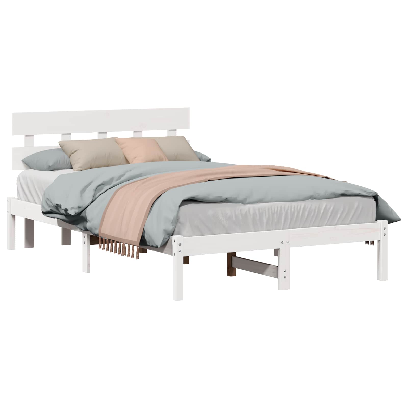Estrutura da cama branco 120 x 190 cm madeira de pinho maciça