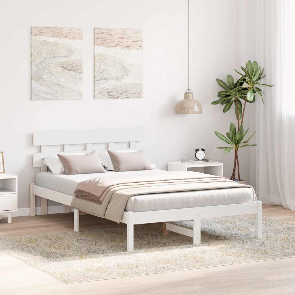 Estrutura da cama branco 120 x 190 cm madeira de pinho maciça