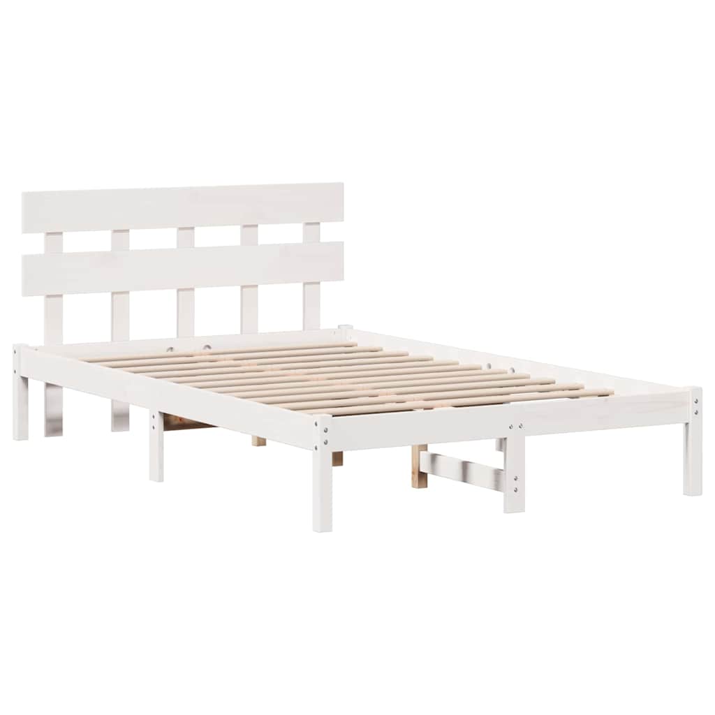 Estrutura da cama branco 120 x 190 cm madeira de pinho maciça