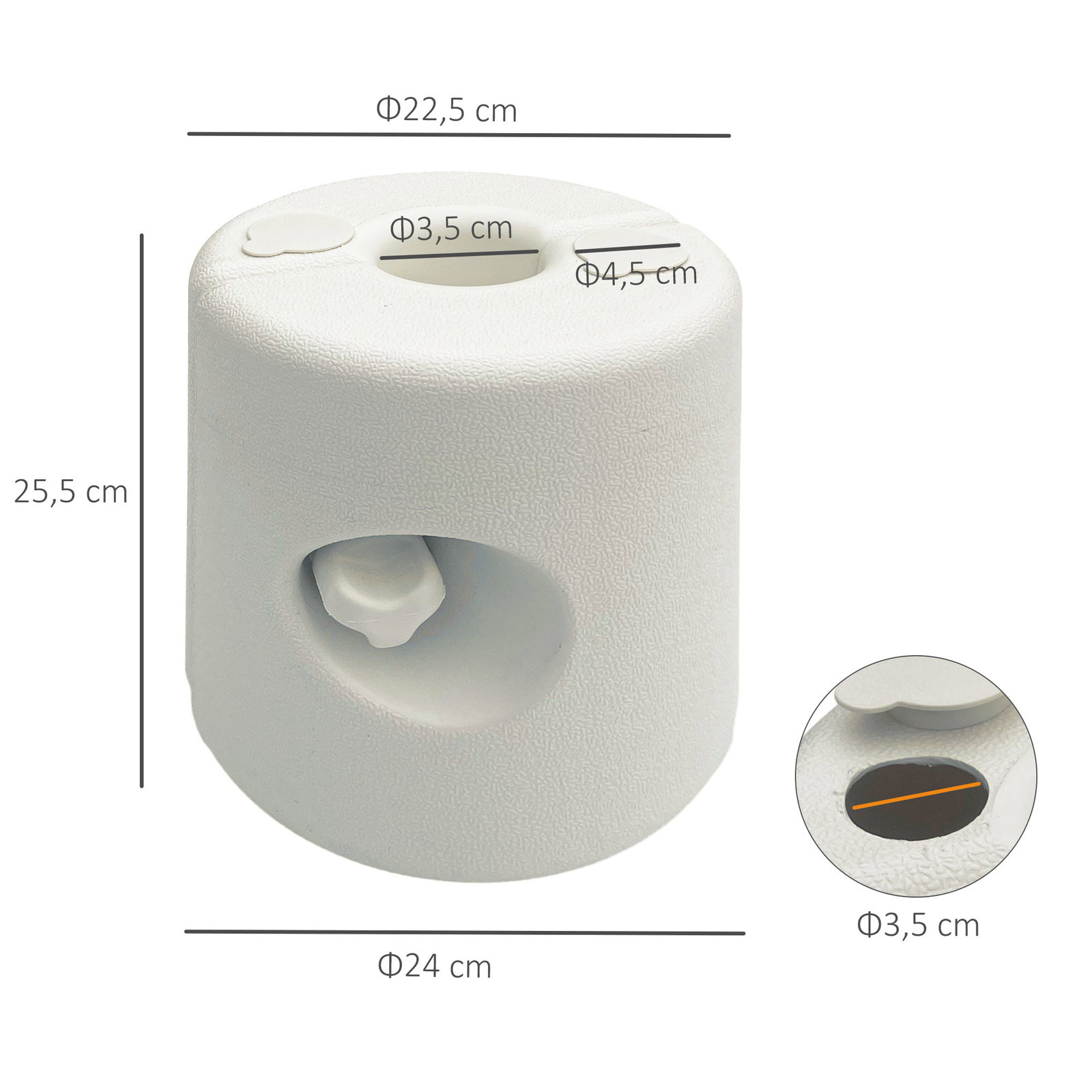 Conjunto de 4 pesos para tendas dobráveis suportes enchivel com 9,5 kg de água ou 12 kg de areia ø24x25,5 cm branco