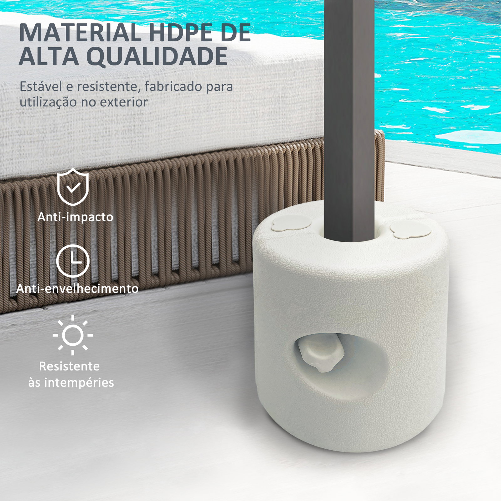 Conjunto de 4 pesos para tendas dobráveis suportes enchivel com 9,5 kg de água ou 12 kg de areia ø24x25,5 cm branco