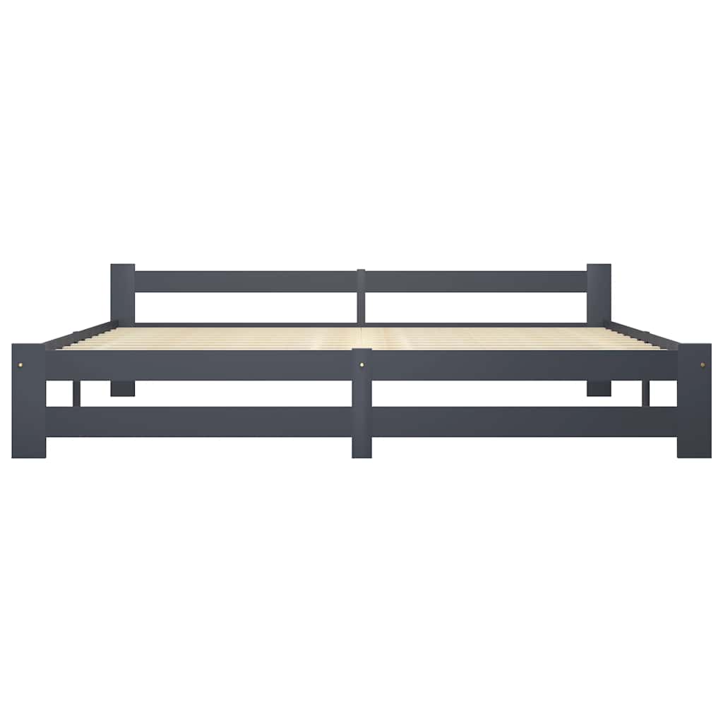 Estrutura de cama 200x200 cm pinho maciço cinzento-escuro