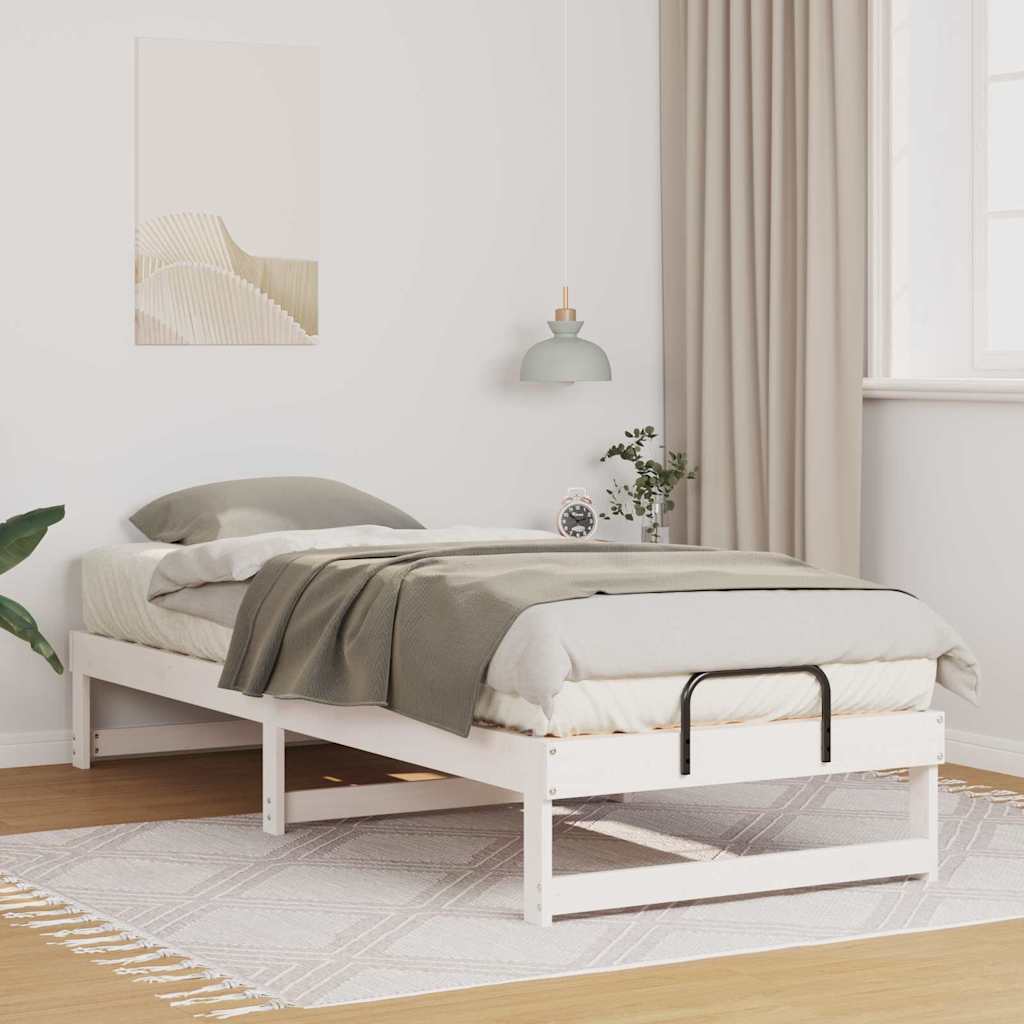 Estrutura da cama branco 80 x 210 cm madeira de pinheiro sólida