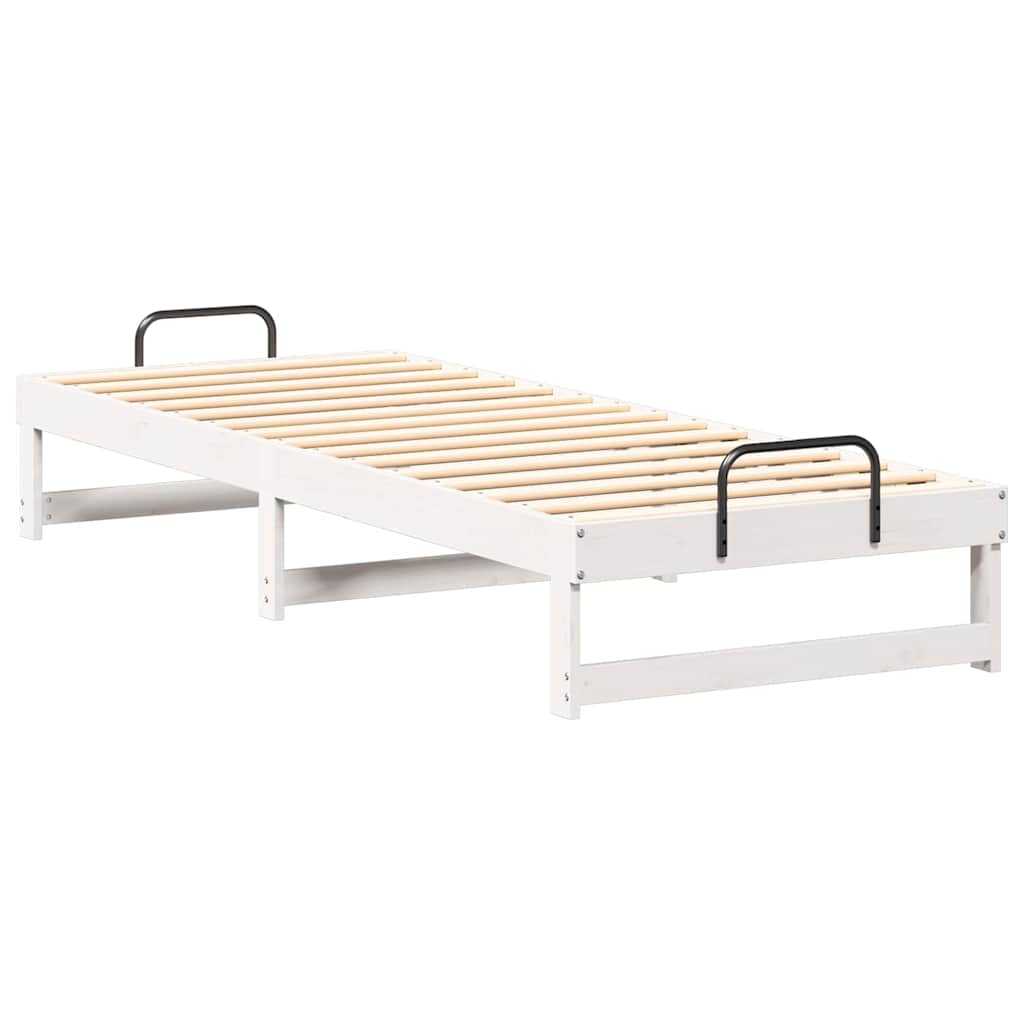 Estrutura da cama branco 80 x 210 cm madeira de pinheiro sólida