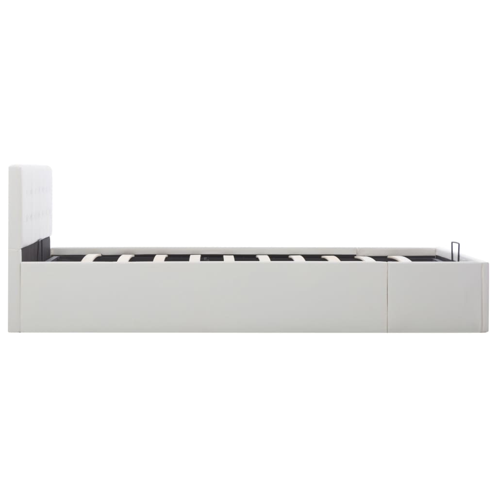 Cama hidráulica c/ arrumação 140x200cm couro artificial branco