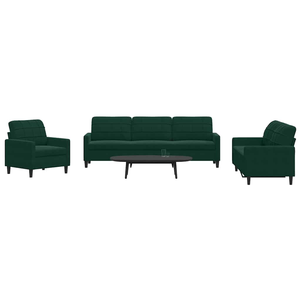 4 Pcs conjunto de sofás com almofadões veludo verde-escuro