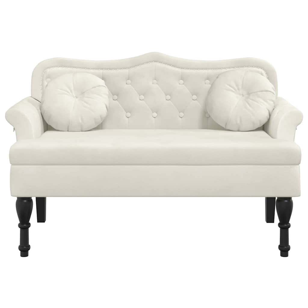 Banco com almofadões 120,5x65x75 cm veludo cor creme