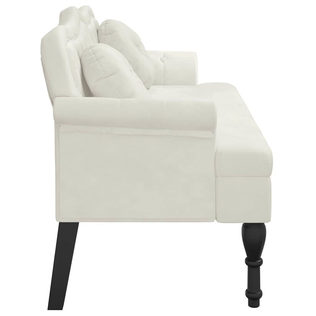Banco com almofadões 120,5x65x75 cm veludo cor creme