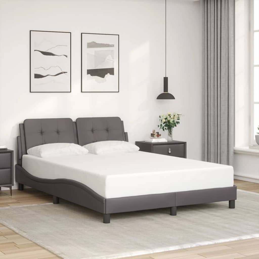 Estrutura de cama sem colchão zadar 140x190cm couro artificial cinzento