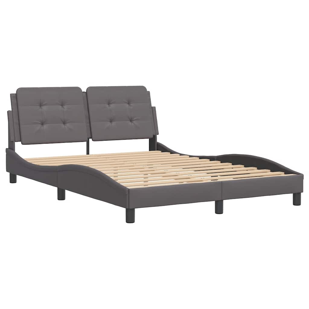 Estrutura de cama sem colchão zadar 140x190cm couro artificial cinzento