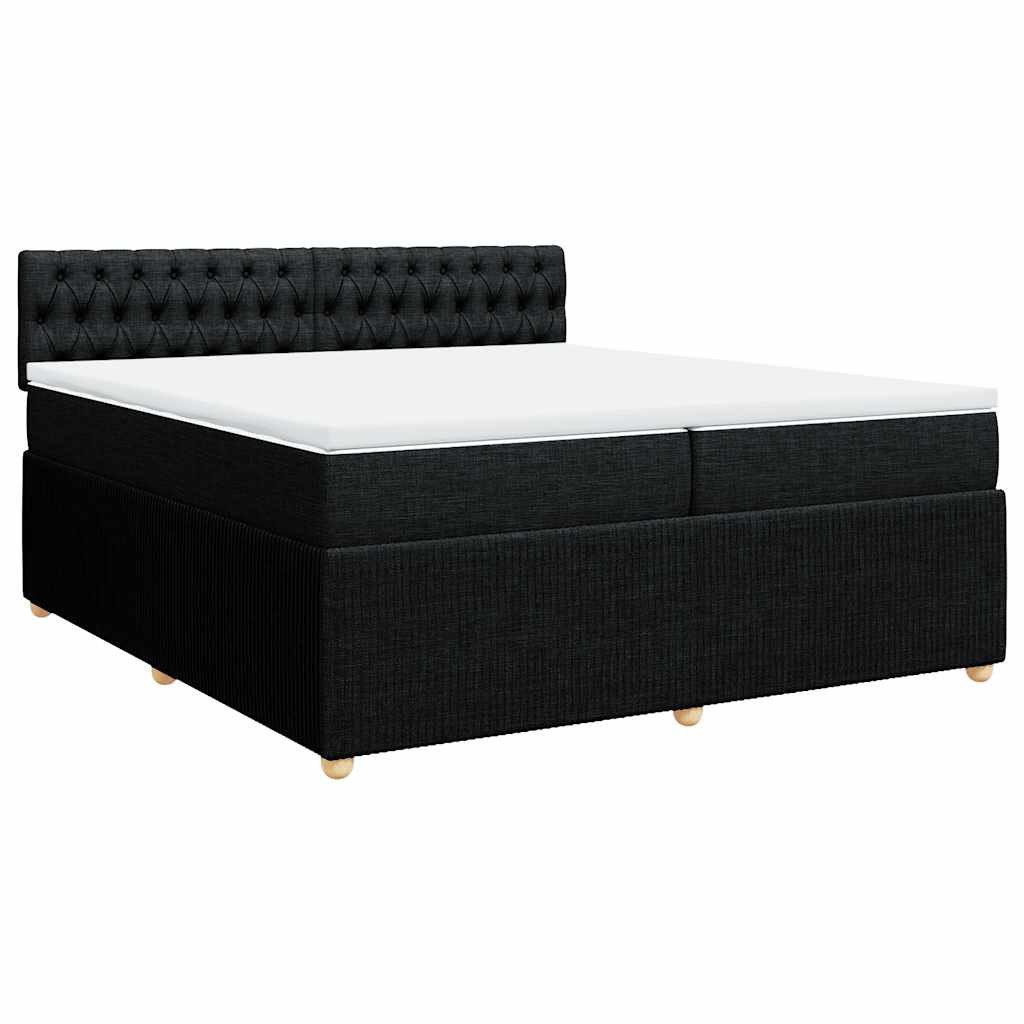 Cama com molas/colchão 200x200 cm tecido preto