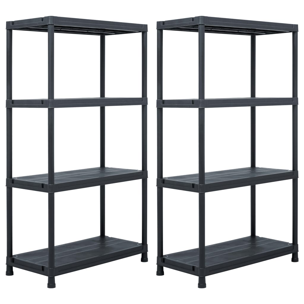 Estantes de arrumação 2 pcs preto 60x30x138 cm plástico