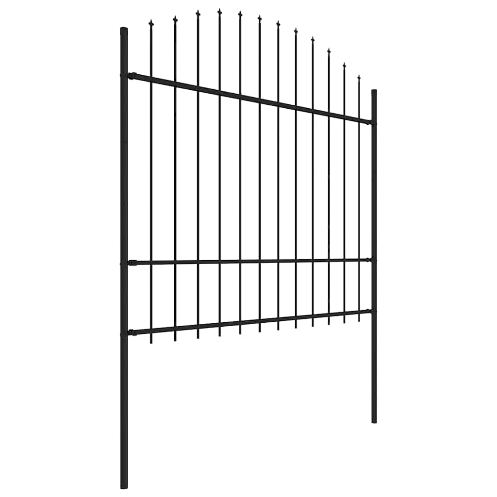 Cerca de jardim com topo em forma de lança em aço 838x175 cm, preta