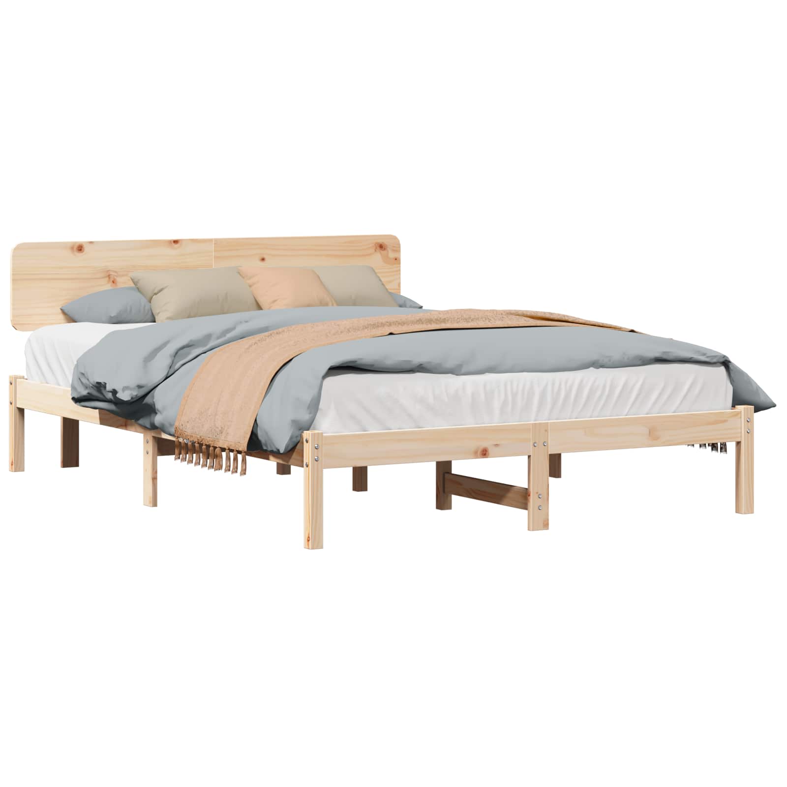 Estrutura da cama com cabeceira natural 150 x 200 cm