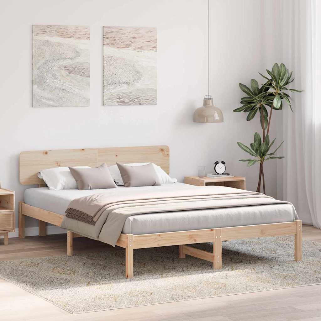 Estrutura da cama com cabeceira natural 150 x 200 cm