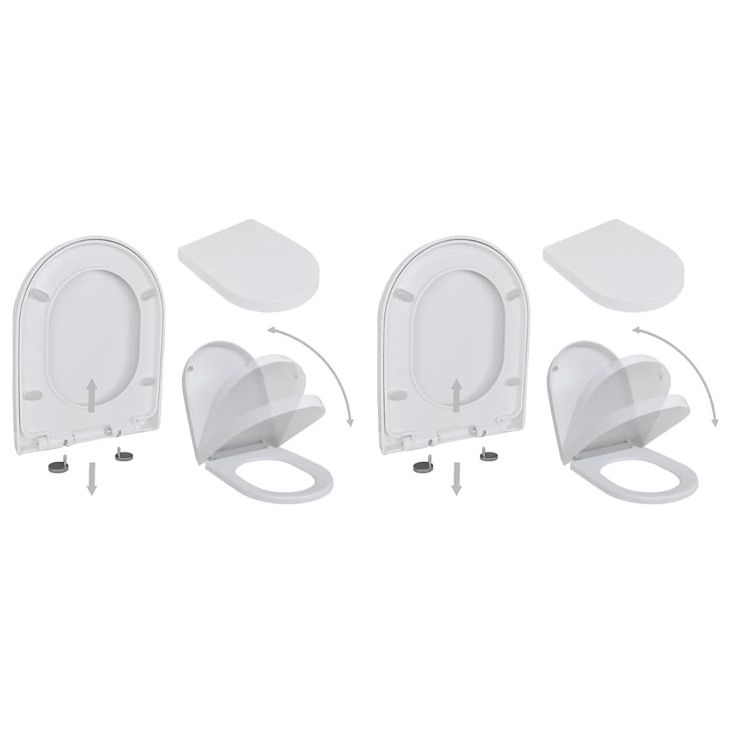 Assentos sanita com tampas de fecho suave 2 pcs plástico branco