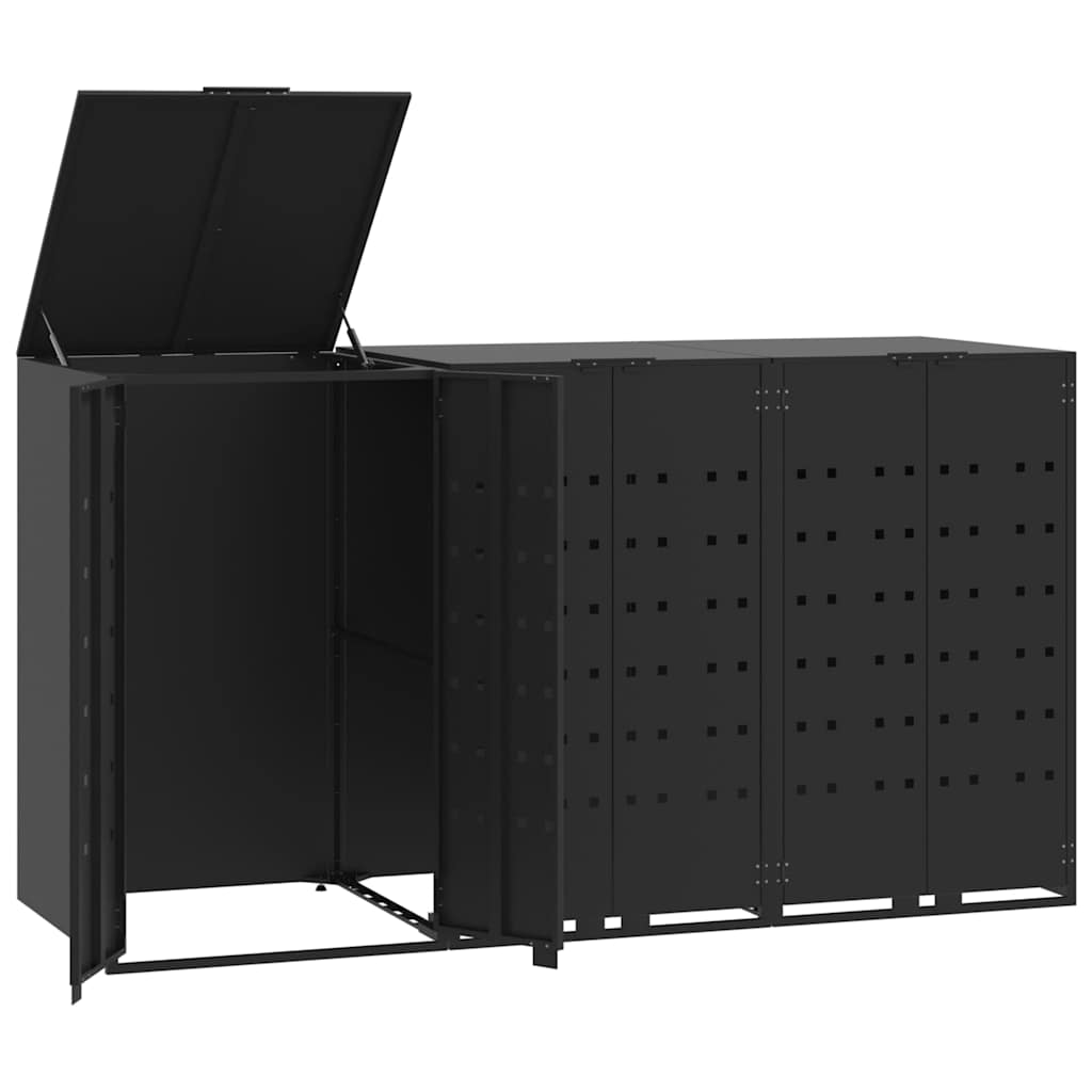 Abrigo para 3 caixotes do lixo 207x79x117 cm aço preto