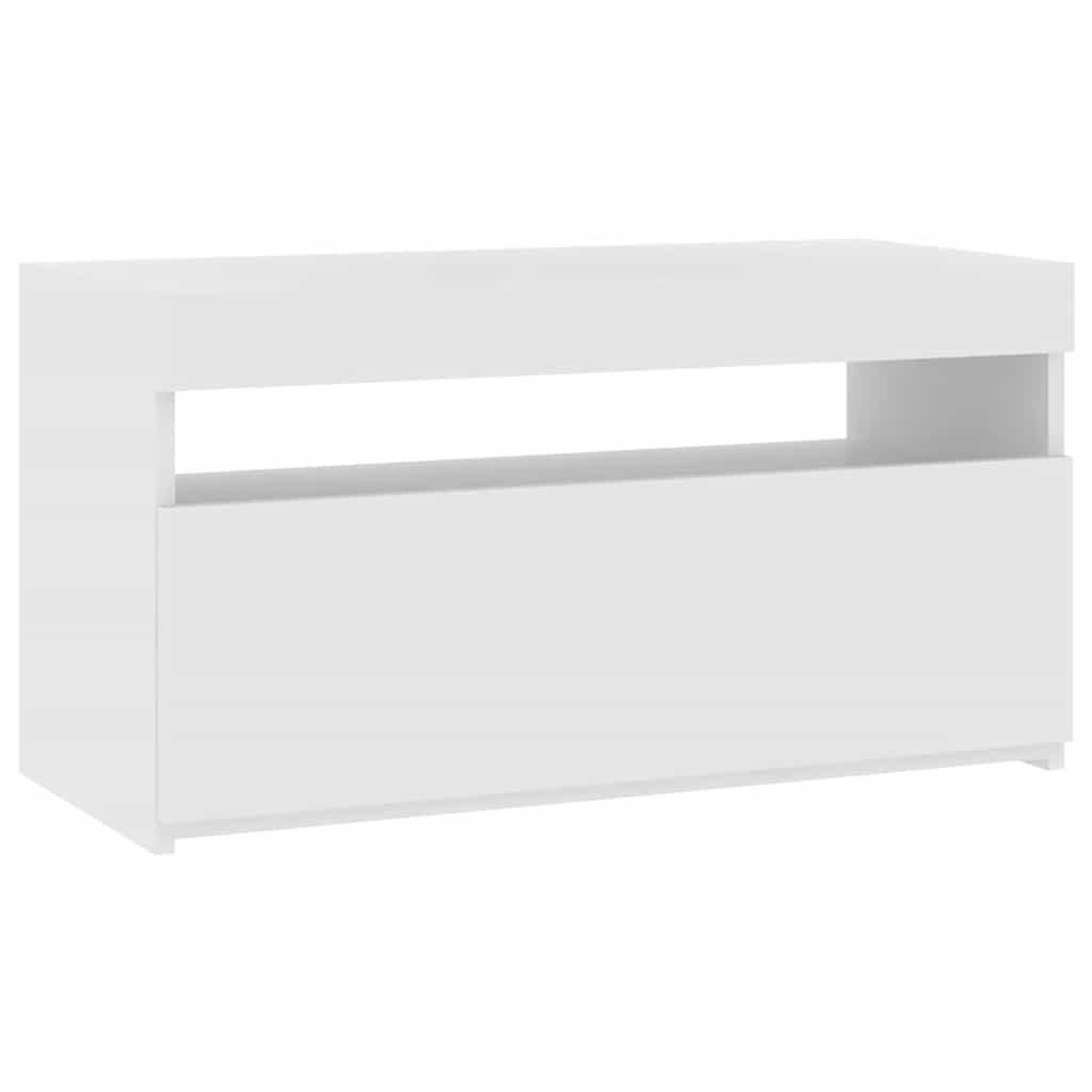 Móvel de TV com luzes LED 75x35x40 cm branco