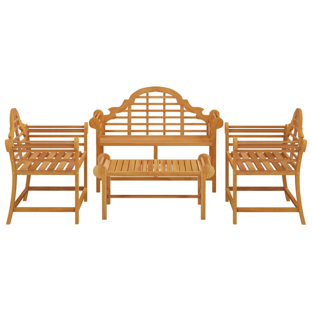 4 Pcs conjunto lounge de jardim madeira de teca maciça