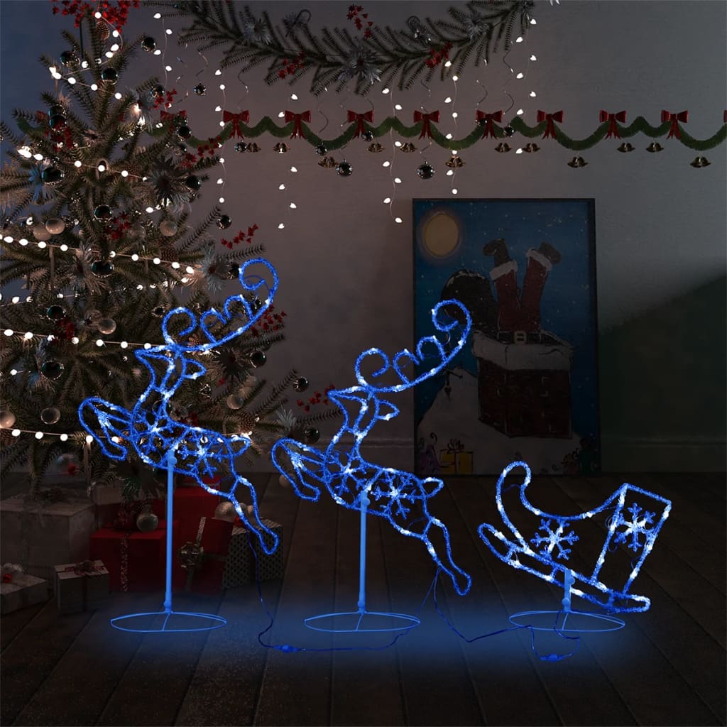 Rena voadora/trenó de natal 260x21x87cm acrílico azul