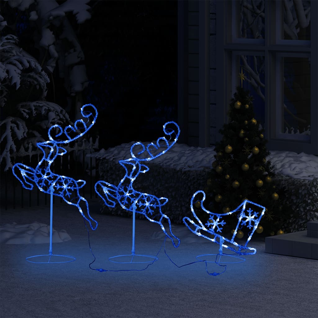 Rena voadora/trenó de natal 260x21x87cm acrílico azul